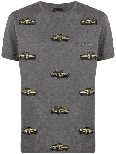 Shop Billionaire Car Embroidery Cotton T-shirt In Grey