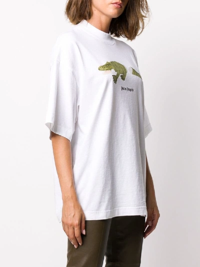 Shop Palm Angels Toy-crocodile Print T-shirt In White