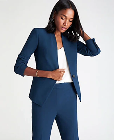 Shop Ann Taylor The Cutaway Blazer In Bi-stretch In Midnight Spruce