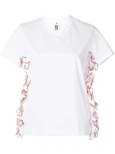 Shop Comme Des Garçons Ruffled Tulle Trim T-shirt In White