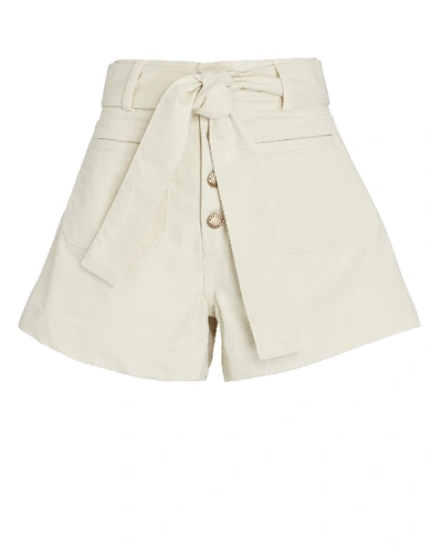 Shop Apiece Apart Marston Tie-waist Denim Shorts In Ivory