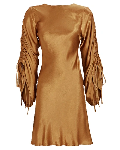 Shop Shona Joy Wright Ruched Sleeve Mini Dress In Gold