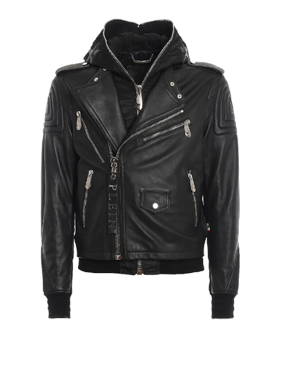 Shop Philipp Plein Statement Leather Jacket In Black