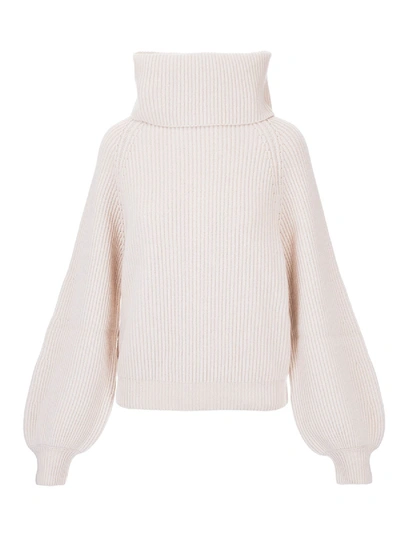 Shop Celine Vanille-colored Sweater With Boule Collar In Cream