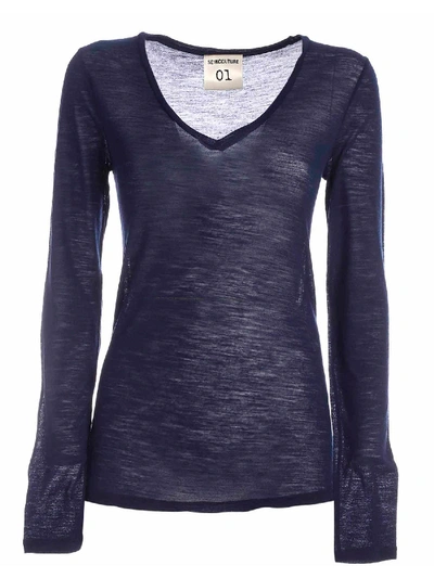 Shop Semicouture Edwige Long Sleeve T-shirt In Blue