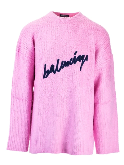 Shop Balenciaga Scribble Sweater In Pink
