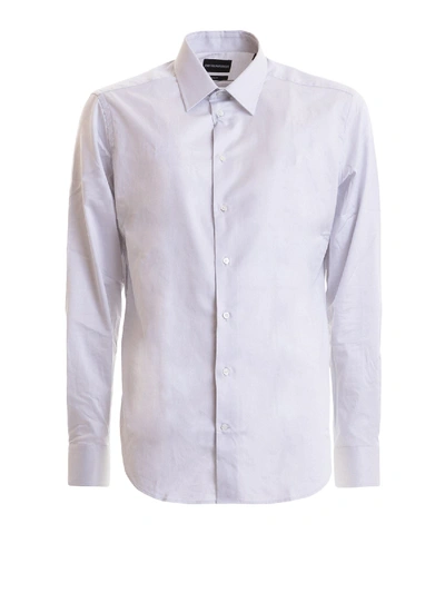 Shop Emporio Armani Grey Stretch Cotton Slim Fit Shirt