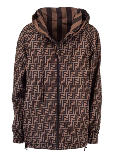 Shop Fendi Reversible And Packable Jacket In Brown