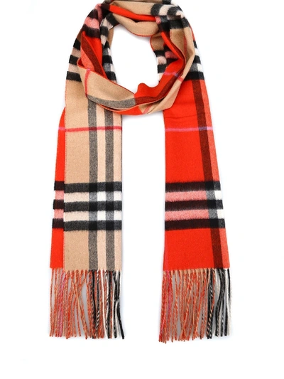 Shop Burberry Reversible Cashmere Scarf In Beige