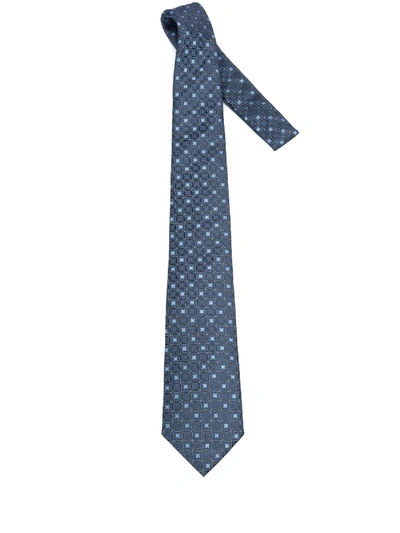 Shop Emporio Armani Abstract Micro Pattern Blue Silk Elegant Tie