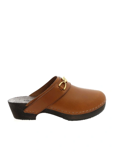 Shop Celine Mules Les Bois In Leather Color With Logo In Brown