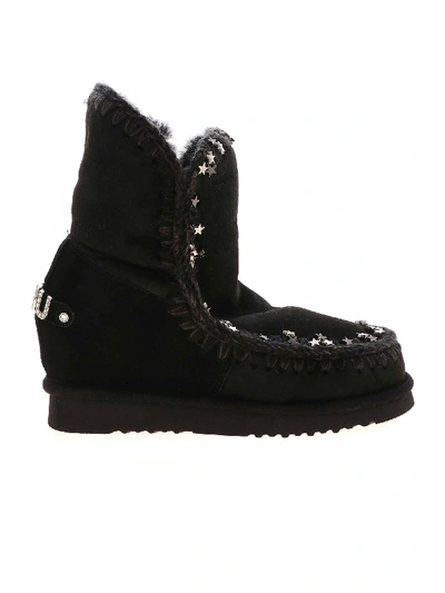 Shop Mou Inner Wedge Small Metal Stars Ankle Boots In Black
