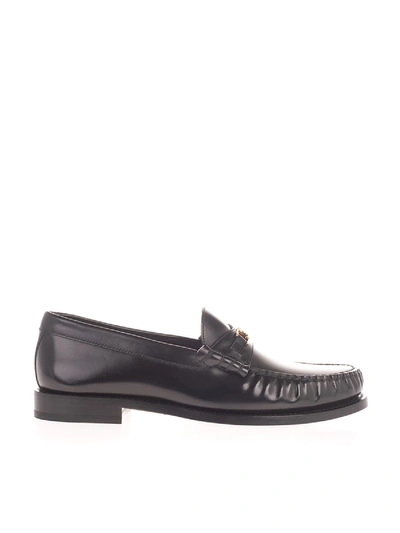 Shop Celine Triomphe Loafers In Black