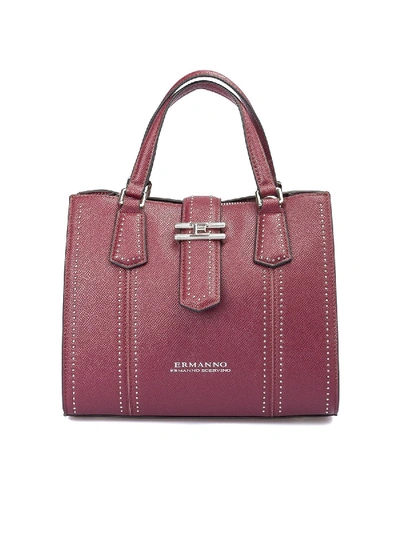 Shop Ermanno Scervino Grainy Faux Leather Bowling Bag In Red