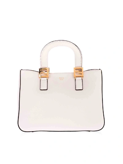 Shop Fendi Small Ff Tote Bag In White