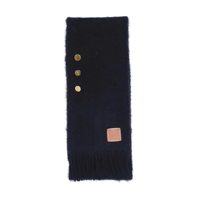 Shop Loewe Mohair & Buttons Scarf In Black