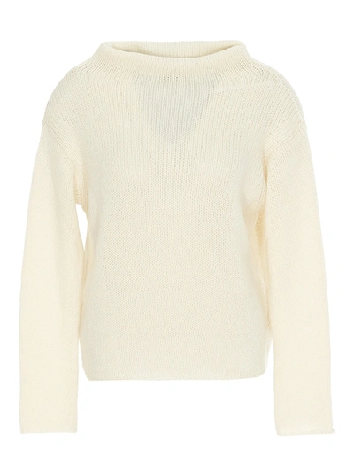 Shop Dondup Pointelle-knit Wool Blend Sweater In White