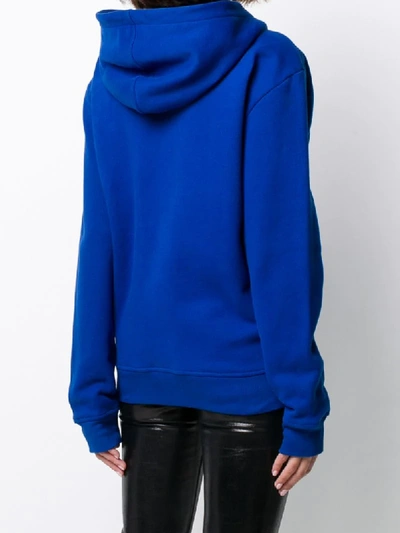 Shop Saint Laurent Zip-up Poplin Hoodie In Blue