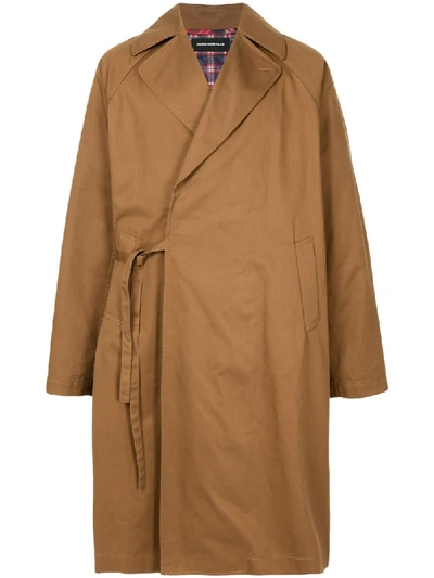 Shop Undercover Side-tie Wrap Coat In Brown