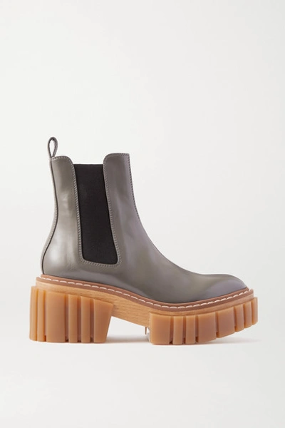 Shop Stella Mccartney Emilie Vegetarian Leather Platform Chelsea Boots In Gray