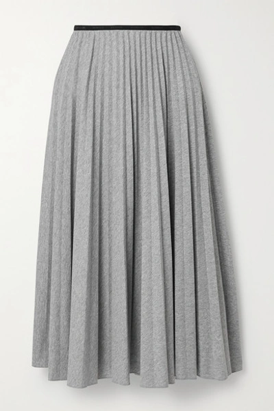 Shop Moncler Pleated Jersey Midi Skirt In Gray