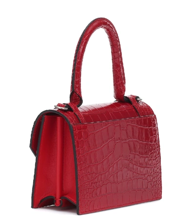 Shop Christian Louboutin Elisa Small Croc-effect Leather Tote In Red