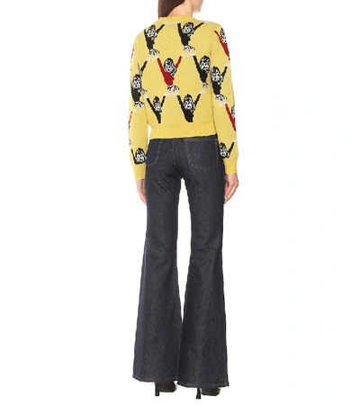 Shop Victoria Victoria Beckham Intarsia Wool Sweater In Yellow