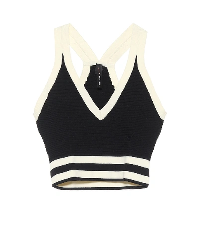 Shop Adam Selman Sport Ribbed-knit Crop Top In Black