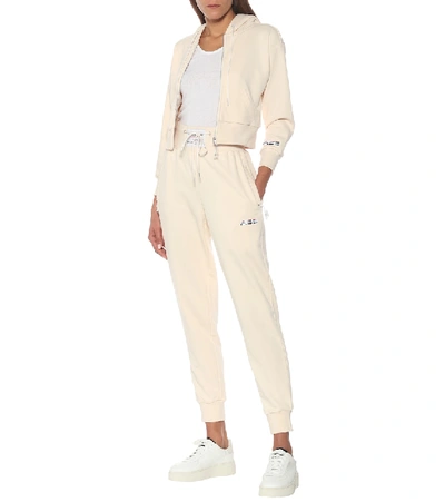 Shop Adam Selman Sport Cropped Cotton-blend Hoodie In White