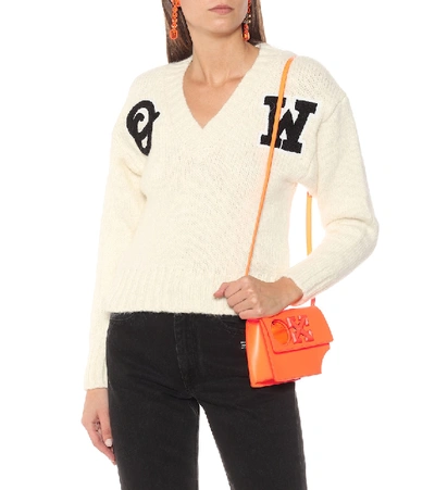 Shop Off-white Jitney 0.7 Holes Leather Shoulder Bag In Orange