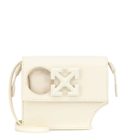 Shop Off-white Jitney 0.7 Holes Leather Shoulder Bag In White