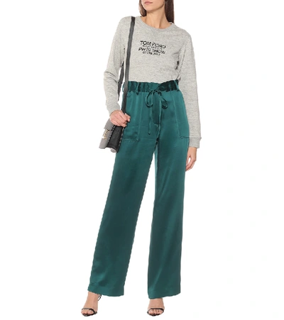 Shop Tom Ford Satin Wide-leg Pants In Green