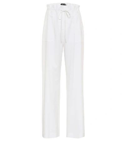 Shop Tom Ford Virgin Wool Wide-leg Pants In White