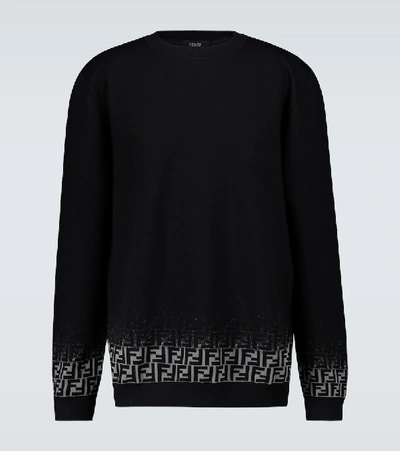 Shop Fendi Ff Degraded Knitted Sweater In Black