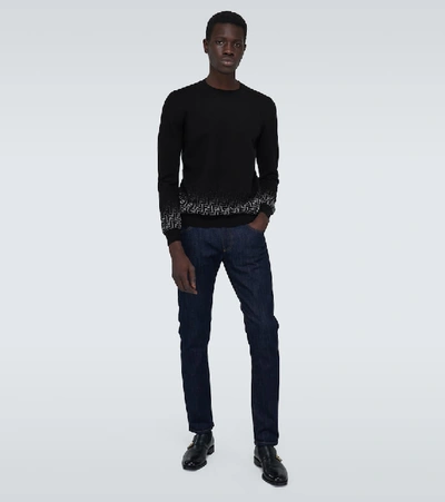 Shop Fendi Ff Degraded Knitted Sweater In Black