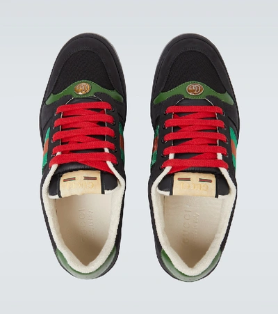 Shop Gucci Screener Leather Sneakers In Black