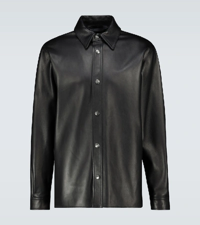 Shop Acne Studios Lark Leather Overshirt In Black