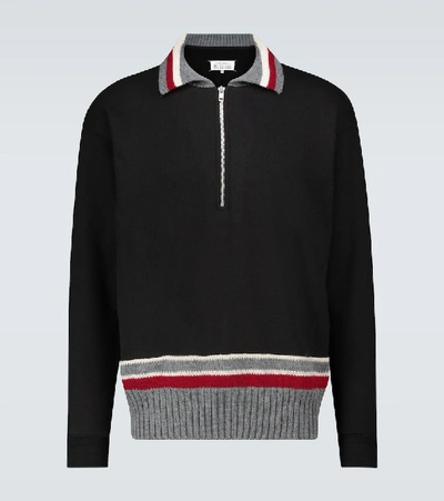 Shop Maison Margiela Half-zipped Cotton Sweater In Black