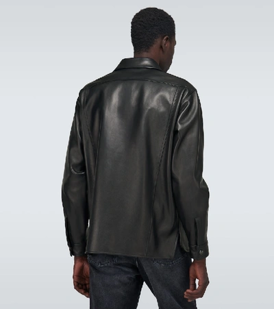 Shop Acne Studios Lark Leather Overshirt In Black