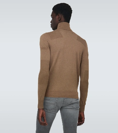 Shop Amiri Fitted Wool Turtleneck In Brown