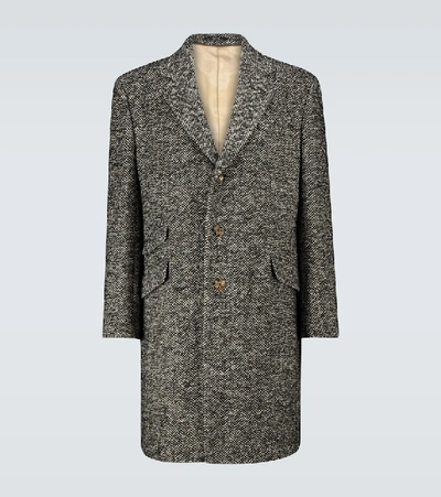 Shop Gucci Wool Herringbone Coat In Grey