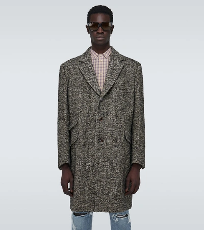 Shop Gucci Wool Herringbone Coat In Grey