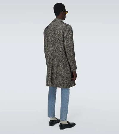 Shop Gucci Wool Herringbone Coat In Grey