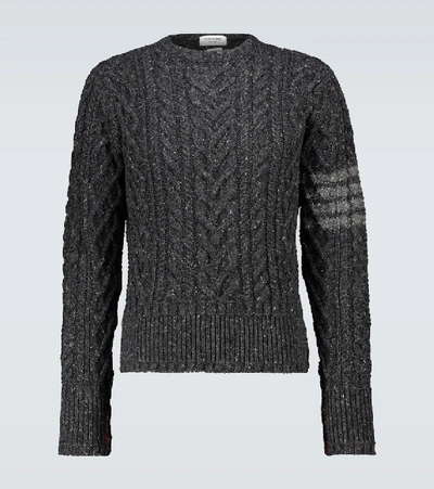 Shop Thom Browne 4-bar Wool And Mohair Sweater In Grey