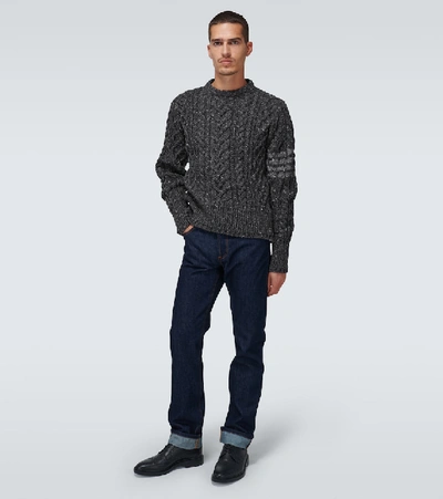 Shop Thom Browne 4-bar Wool And Mohair Sweater In Grey