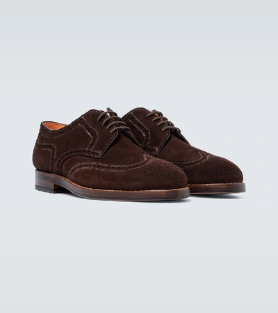 Shop Junya Watanabe Suede Lace-up Brogues In Brown