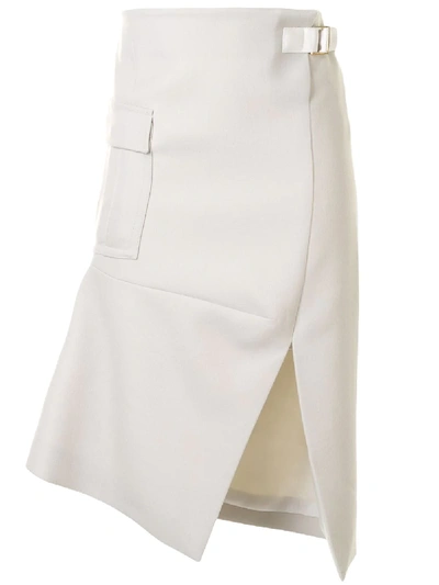 Shop Sacai Side-buckle Skirt In White