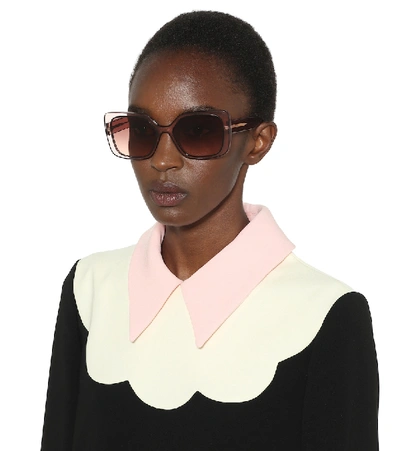 Shop Miu Miu Square Sunglasses In Pink