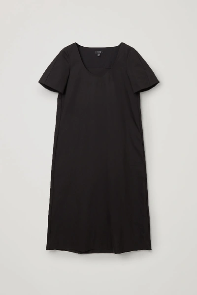 Shop Cos Long Cotton A-line Dress In Black
