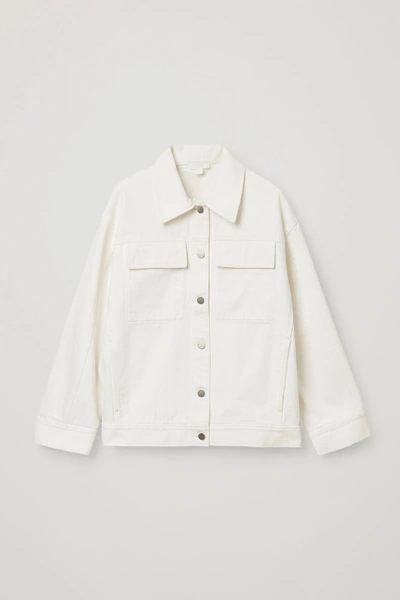 Shop Cos Organic Cotton Utility-style Denim Jacket In White